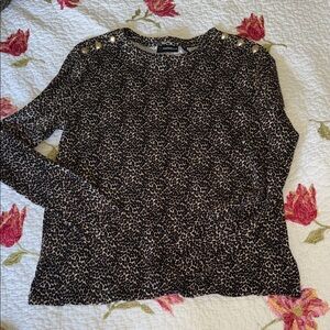 Rafaella Leopard Print Long Sleeve Top